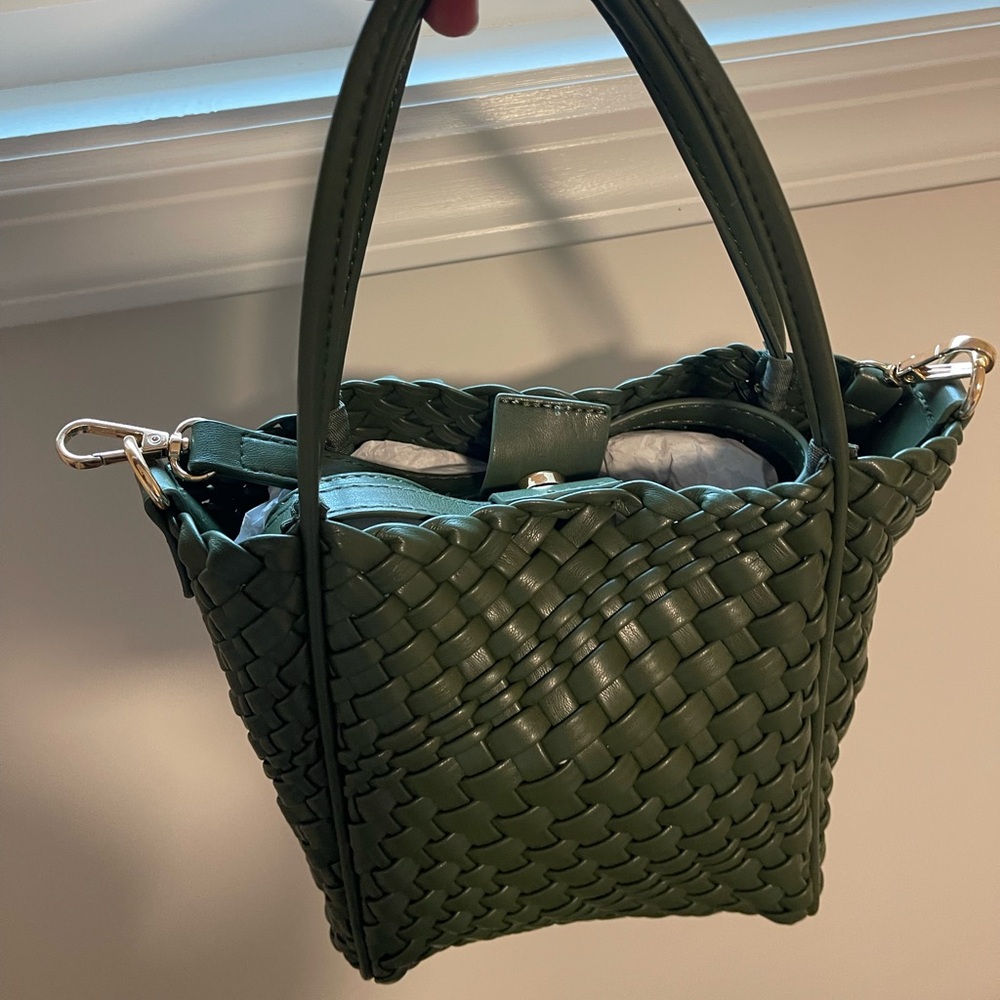 Anthro Green Woven Bag